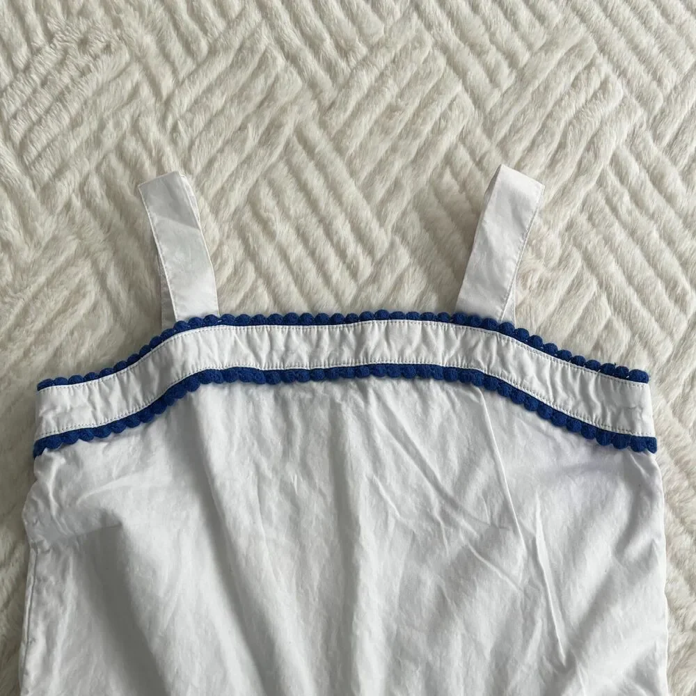 Janie and Jack Girls White Blue Trim Romper Size 7 NWOT Summer Eyelet Lace